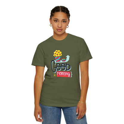 Good Morning Lazy Day Achiever Morning Champion Tee Daily Victory Sleep Defeated Unisex Heavy Cotton T-Shirt