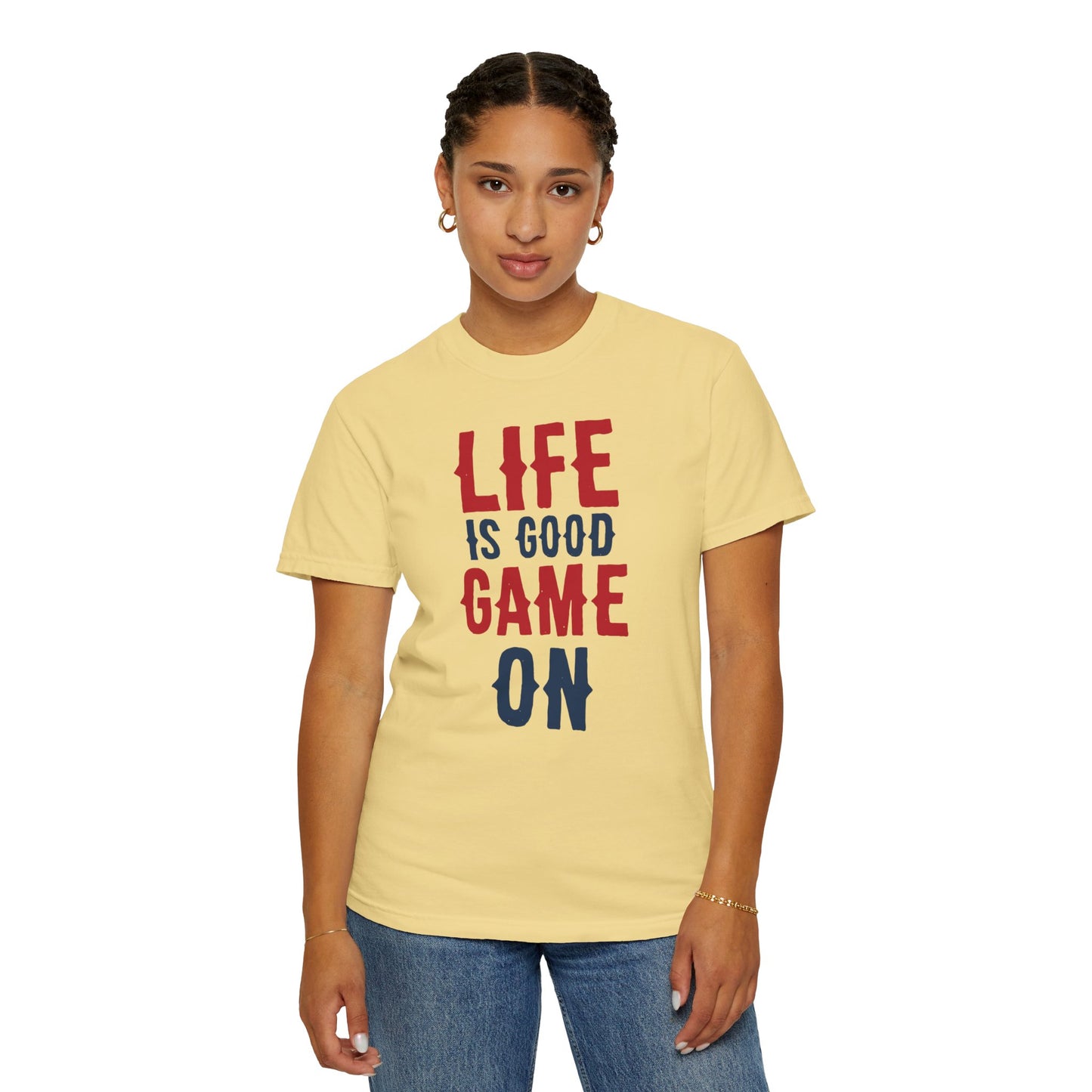 Life Is Good Game On Baseball Player Grand Slam Performers Tee Infield Magicians Batting Champions Unisex Heavy Cotton T-Shirt