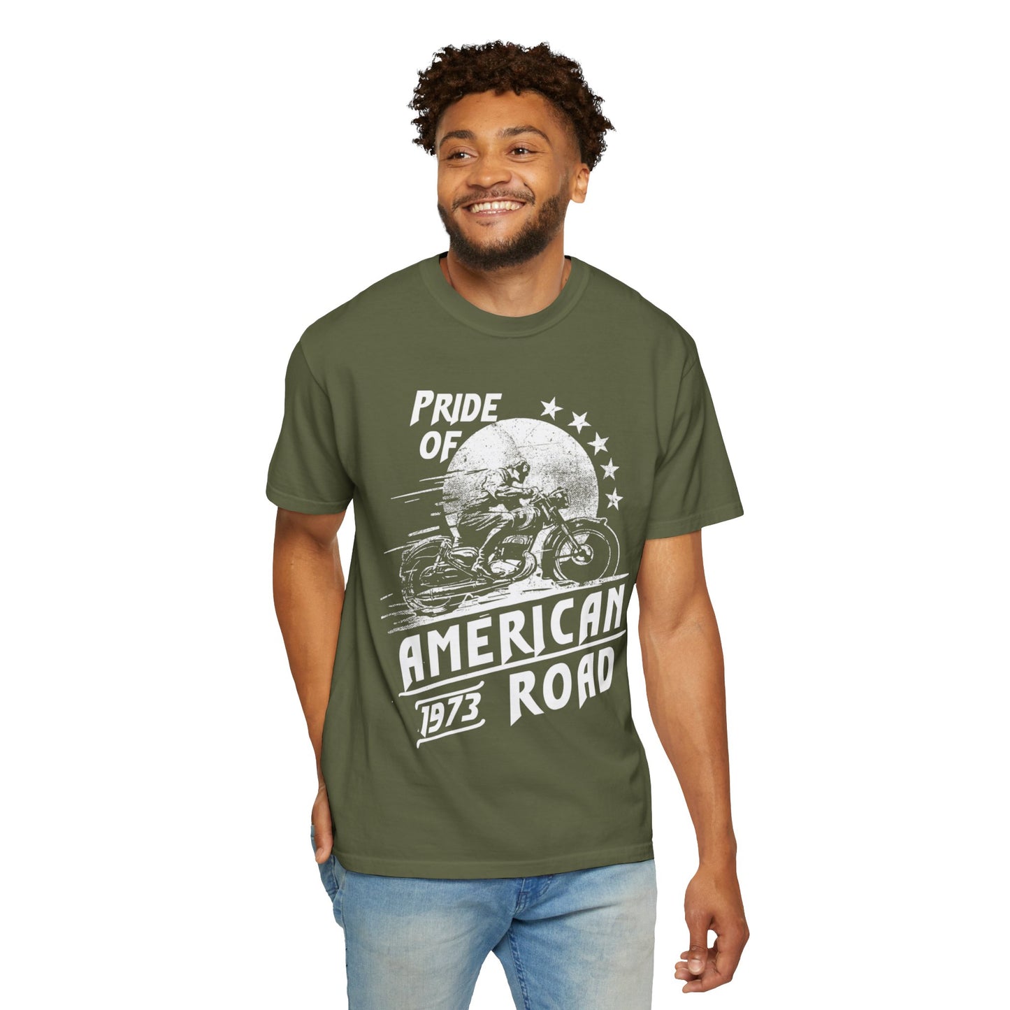 Vintage Pride Of The American Road 1973 Nostalgic Trendy Tee Motorcycle Classic Ride Legendary Bike Unisex Heavy Cotton T-Shirt