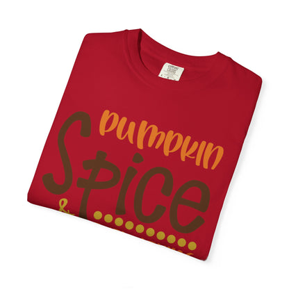 Pumpkin Spice & Everything Nice Halloween Autumn Delight Pumpkin Lovers Tee Seasonal Spices Fall Fusion Unisex Heavy Cotton T-Shirt