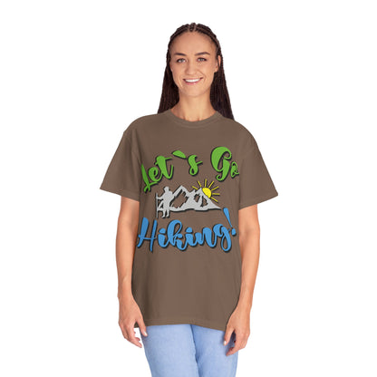 Let’s Go Hiking! Trendy Tee Adventure Mountain Hut Fun Activities Unisex Heavy Cotton T-Shirt