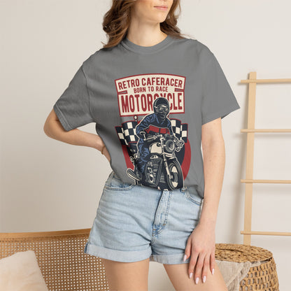 Retro Caferacer Vintage King Of The Road Classic Tee Bike Speed Racing Enthusiast Unisex Heavy Cotton T-Shirt
