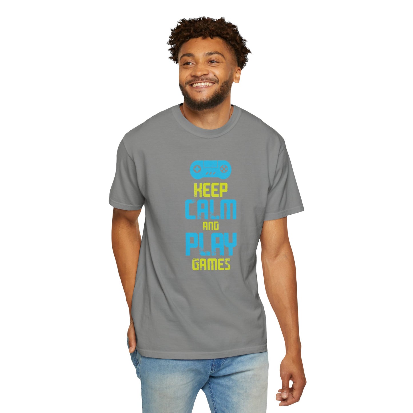 Funny Keep Calm And Play Games Pro Gamer Skills Gaming Mindset Sarcastic Gameplay Optimization Unisex Heavy Cotton T-Shirt