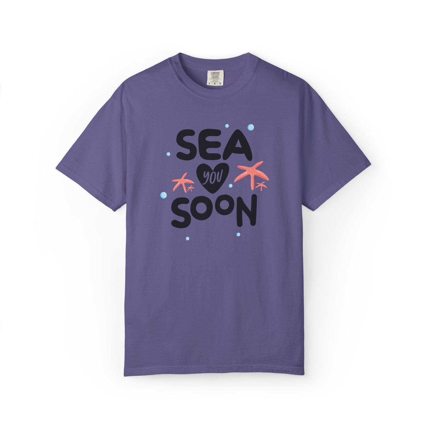 Sea You Soon Sarcastic Tee Ocean Wordplay Seaside Lover Summer Goodbye Ocean Trip Unisex Heavy Cotton T-Shirt