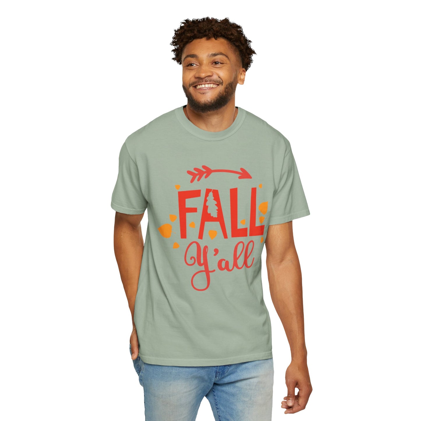 Fall Y’all Breeze Leaves Christmas Tee Jingle Bells Falling Beauty Holiday Spirit Unisex Heavy Cotton T-Shirt