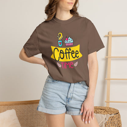 Funny Coffee Time Beans Latte Lovers Tee Black Brew Addicted Barista Freak Unisex Heavy Cotton T-Shirt