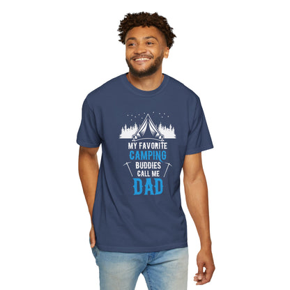Funny My Favorite Camping Buddies Call Me Dad Sarcastic Adventure Mountains Hiking Stars Unisex Heavy Cotton T-Shirt