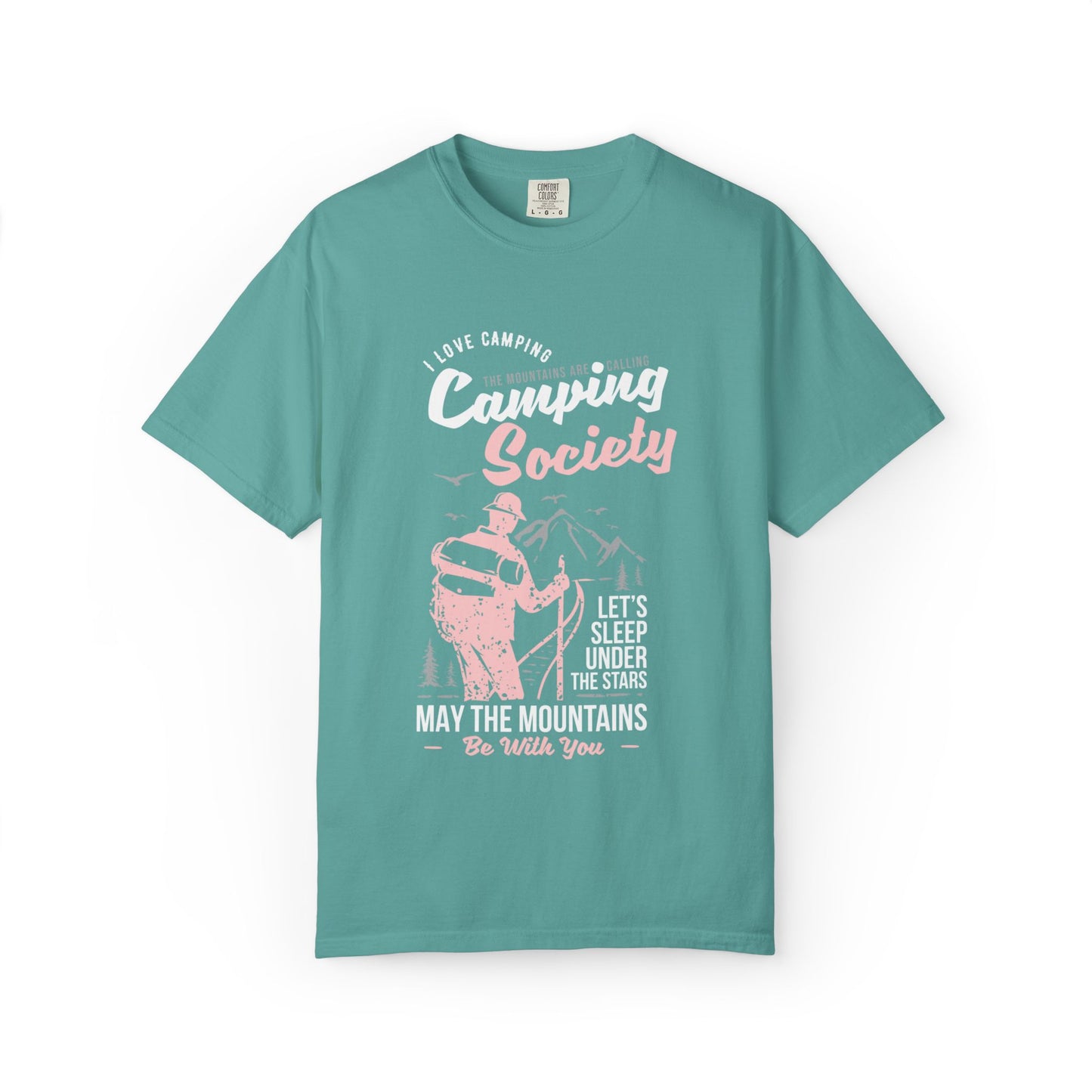 Funny Camping Society I Love Camping Enthusiastic Traveler Sarcastic Adventure Birds In The Mountains Unisex Heavy Cotton T-Shirt