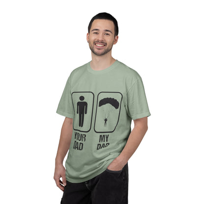 Proud Son Your Dad My Dad Thrill-Seeker Father Parenting Journey Ideal Skydiving Unisex Heavy Cotton T-Shirt