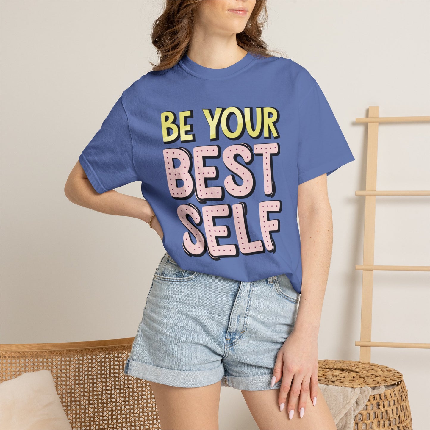 Be Your Best Self Trendy Tee Motivational Self-Care Positive Attitude Confidence Booster Encouraging Unisex Heavy Cotton T-Shirt