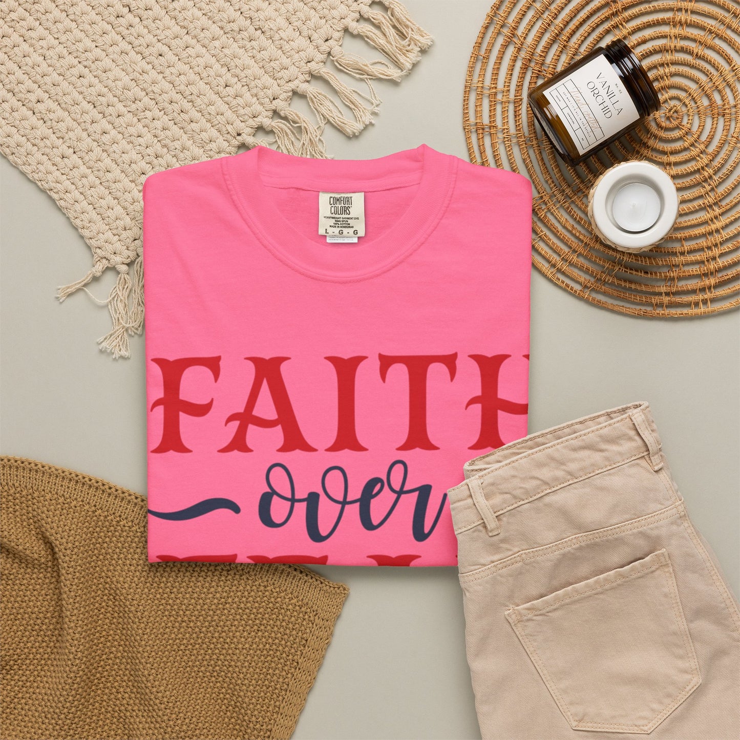 Faith Over Fear Stop Wishing Start Doing Action Goal Setting Modern Tee Achievement Self-Improvement Unisex Heavy Cotton T-Shirt