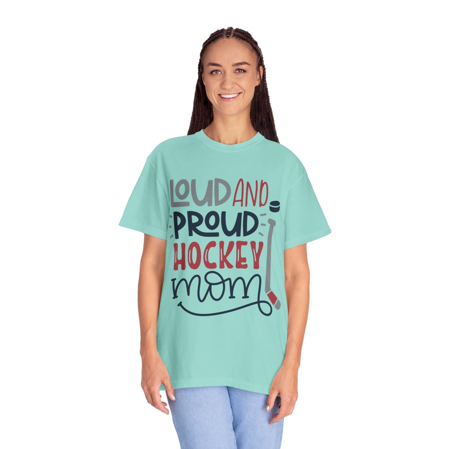 Loud & Proud Hockey Mom Power Play Cheering Stickhandling Sports Tee Legend Unisex Heavy Cotton T-Shirt