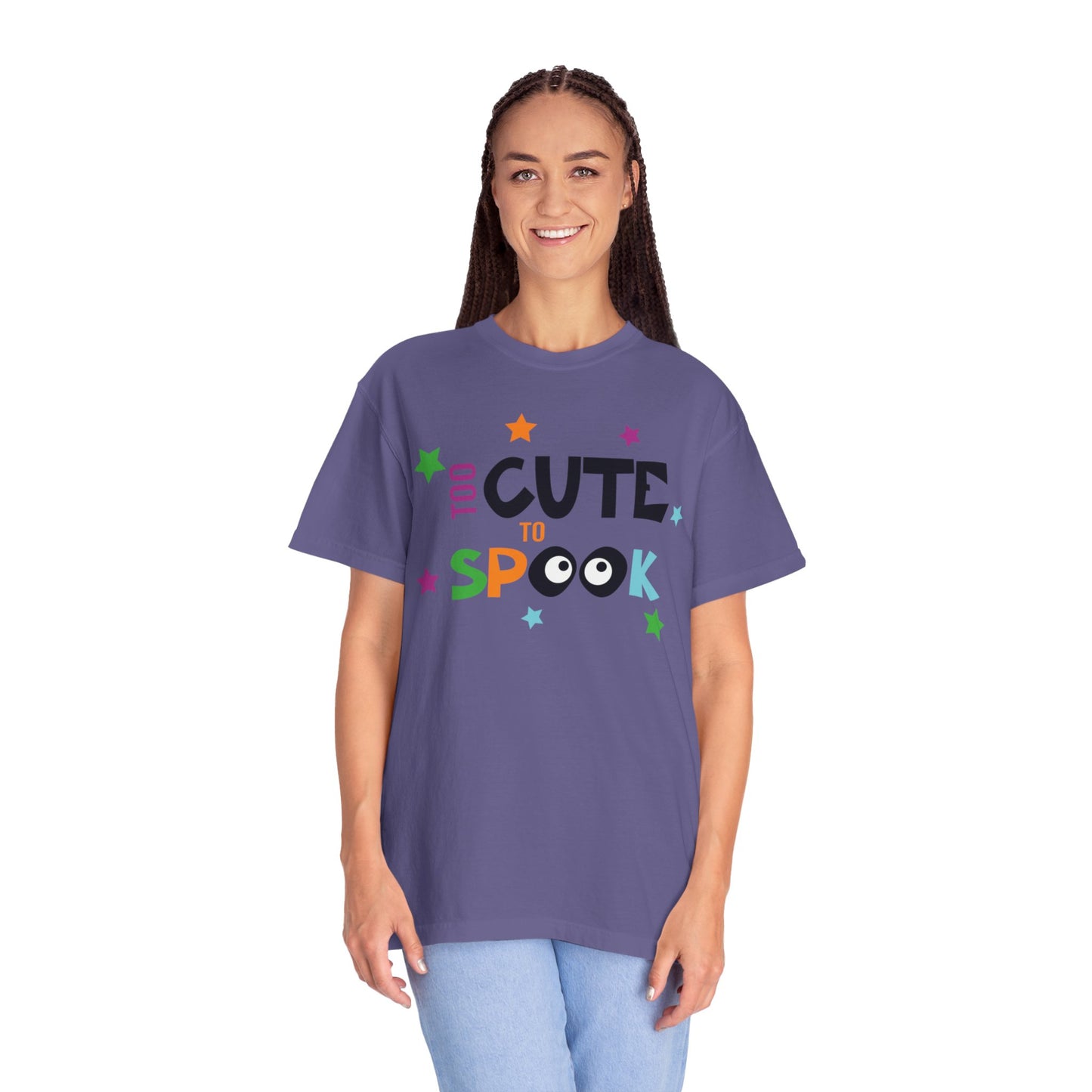 Too Cute To Spook Ghosts Halloween Funny Stylish Tee Spider webs Pumpkins Unisex Heavy Cotton T-Shirt