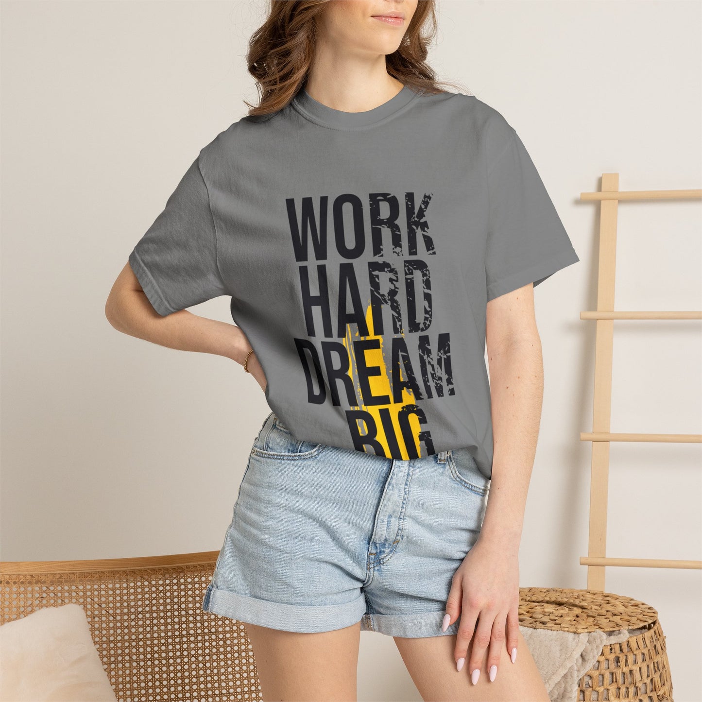 Work Hard Dream Big Creativity Imagination Tee Determination Reach For The Stars Unisex Heavy Cotton T-Shirt