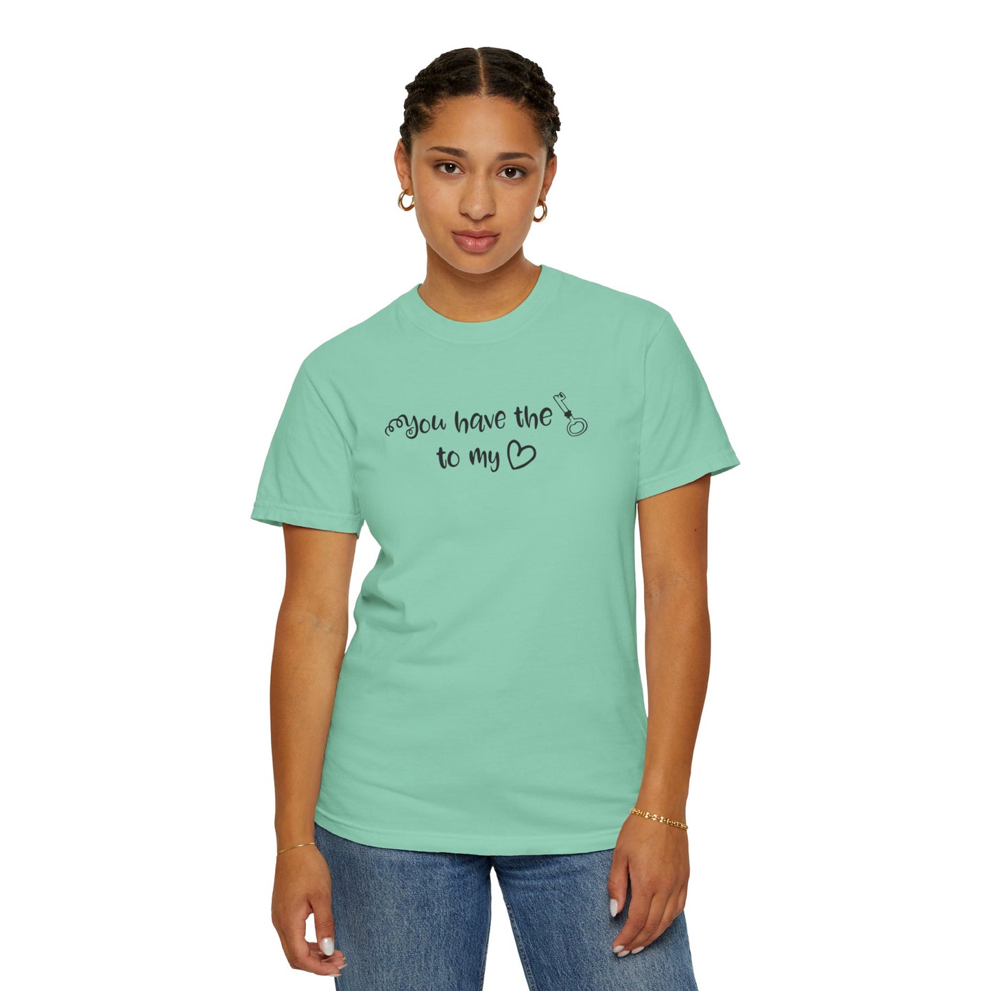 You Have The Key To My Heart Emotional Bond Affection Lovers Tee Romantic Relationship Forever Support Way Heavy Cotton T-Shirt