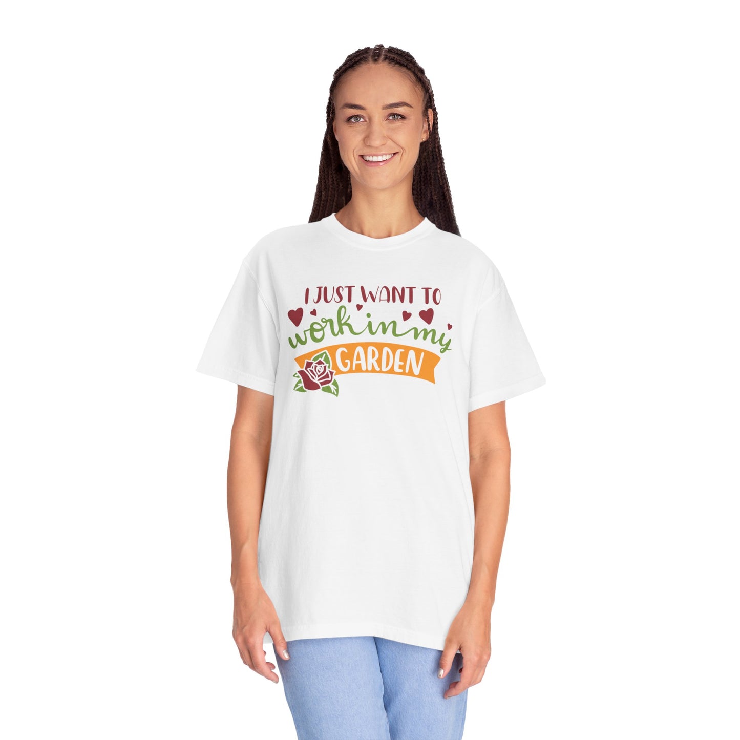 I Just Want To Work In My Garden Plant Enthusiasts Flower Lovers Tee Green Therapy Gardener Leafy Love Unisex Heavy Cotton T-Shirt