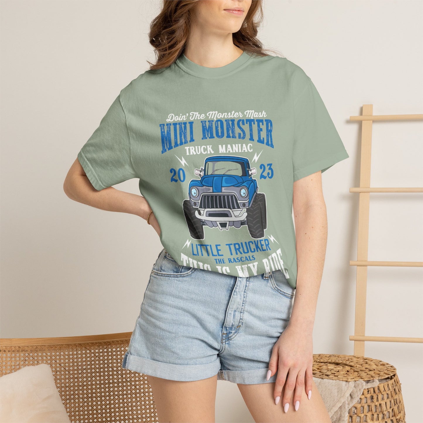 Funny Mini Monster Truck Manic Speed Truck Power Sarcastic Extreme Adventure Four-Wheel Drive Unisex Heavy Cotton T-Shirt
