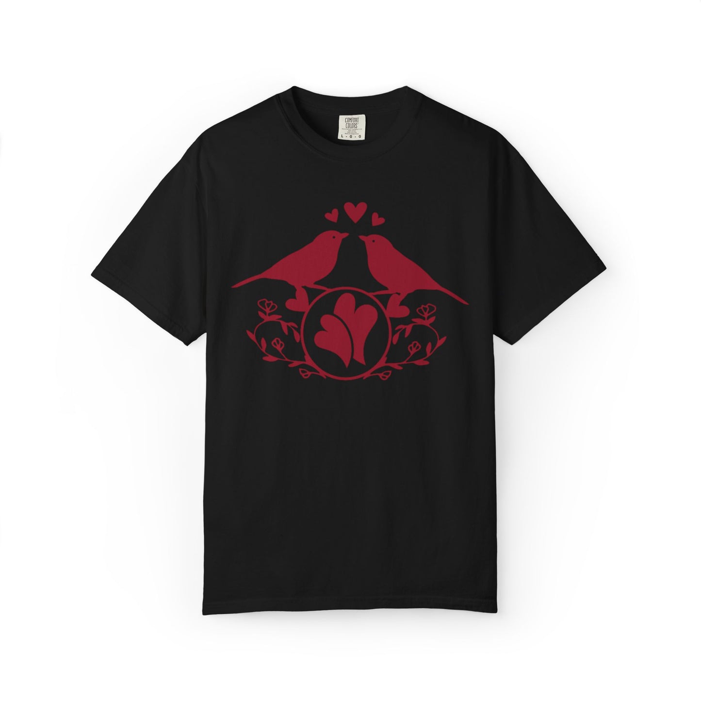 Romantic Love Birds Monogram Boundless Love Affection Lover’s Tee Infinite Bliss Butterfly Kisses Evergreen Romance Unisex Heavy Cotton T-Shirt