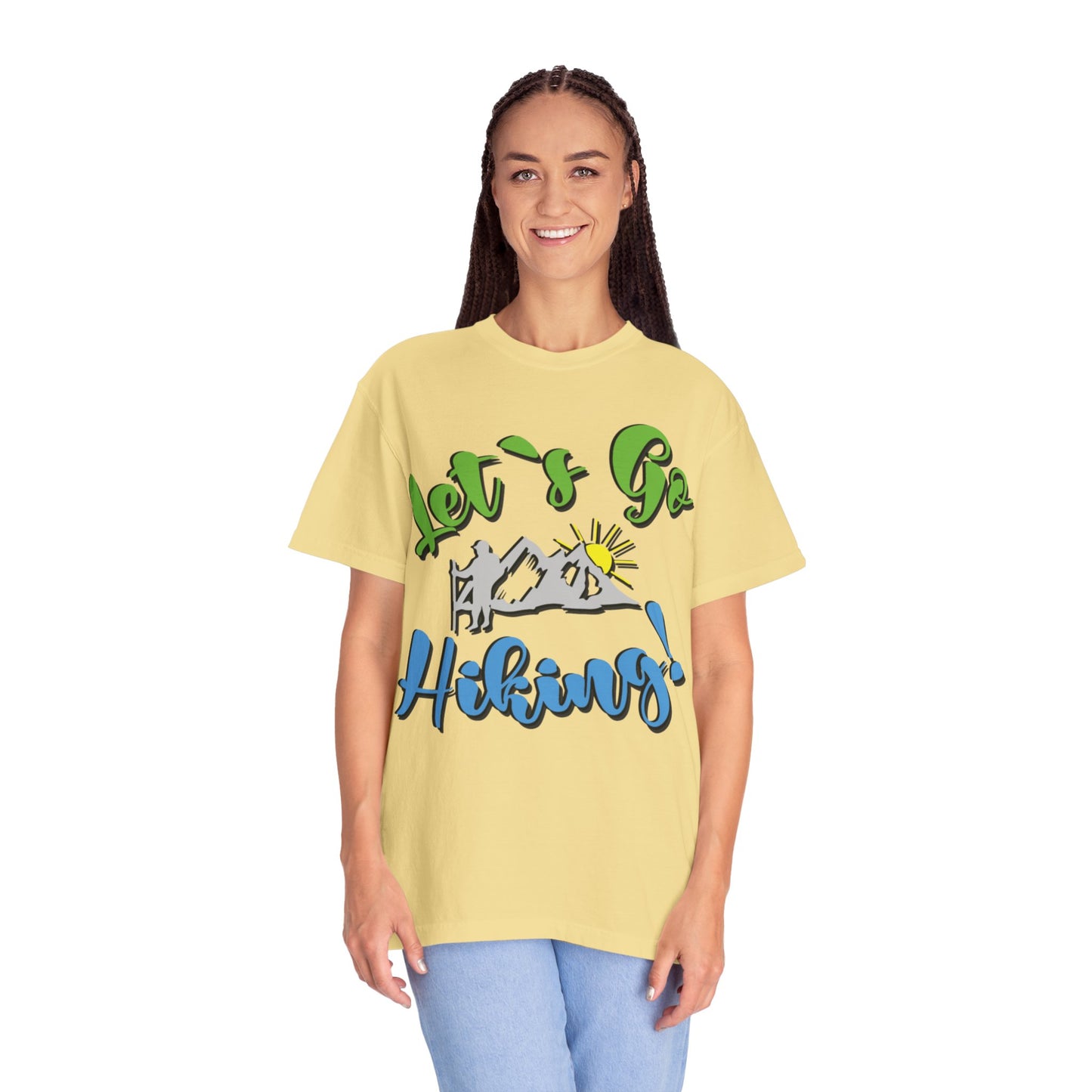 Let’s Go Hiking! Trendy Tee Adventure Mountain Hut Fun Activities Unisex Heavy Cotton T-Shirt