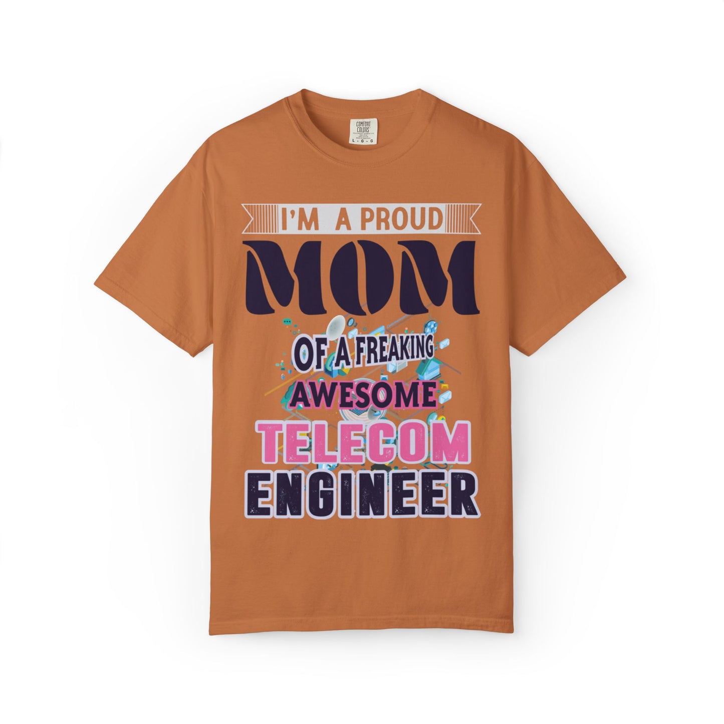 Proud Mom Telecom Engineer Mobile Technology Signal Processing Digital Communication Radio Frequencies Unisex Heavy Cotton T-Shirt