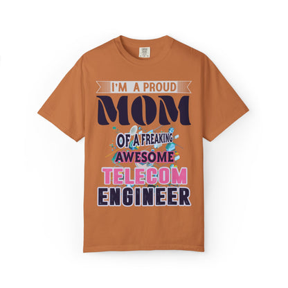 Proud Mom Telecom Engineer Mobile Technology Signal Processing Digital Communication Radio Frequencies Unisex Heavy Cotton T-Shirt