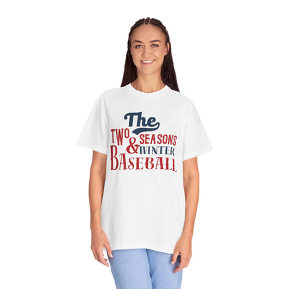 The Two Seasons Winter & Baseball Pitcher’s Snow Peace Tee Scoreboard Smiles Inning Of Joy Unisex Heavy Cotton T-Shirt
