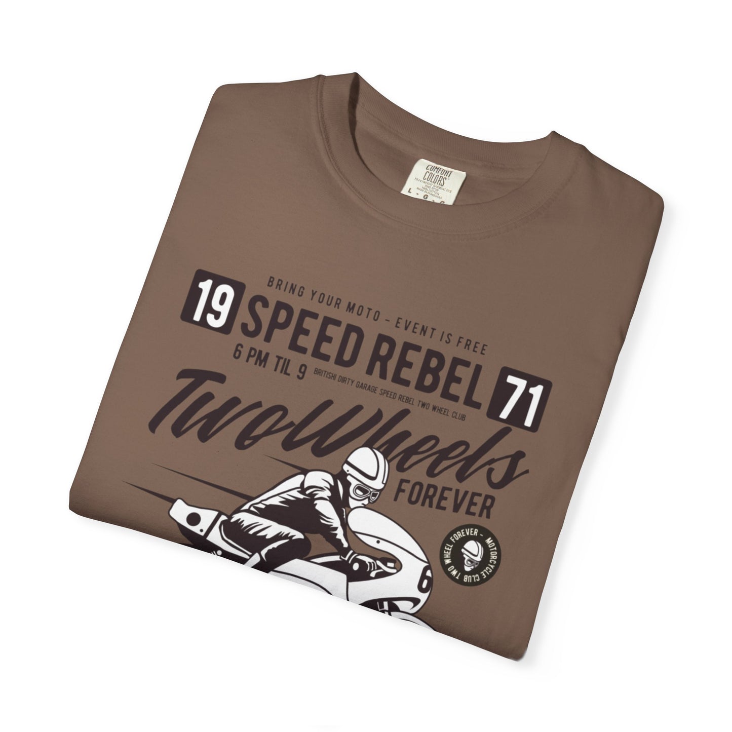 Speed Rebel Two Wheels Custom Engine Club Motorbike Lovers Trendy Tee High-speed Rider Adventure Racer Unisex Heavy Cotton T-Shirt