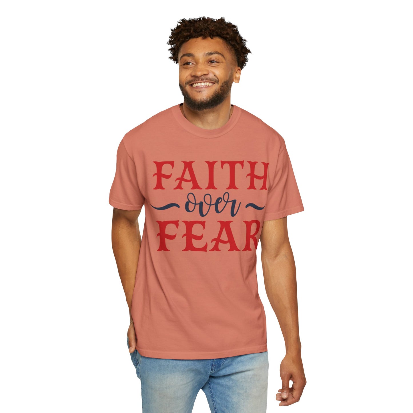 Faith Over Fear Stop Wishing Start Doing Action Goal Setting Modern Tee Achievement Self-Improvement Unisex Heavy Cotton T-Shirt