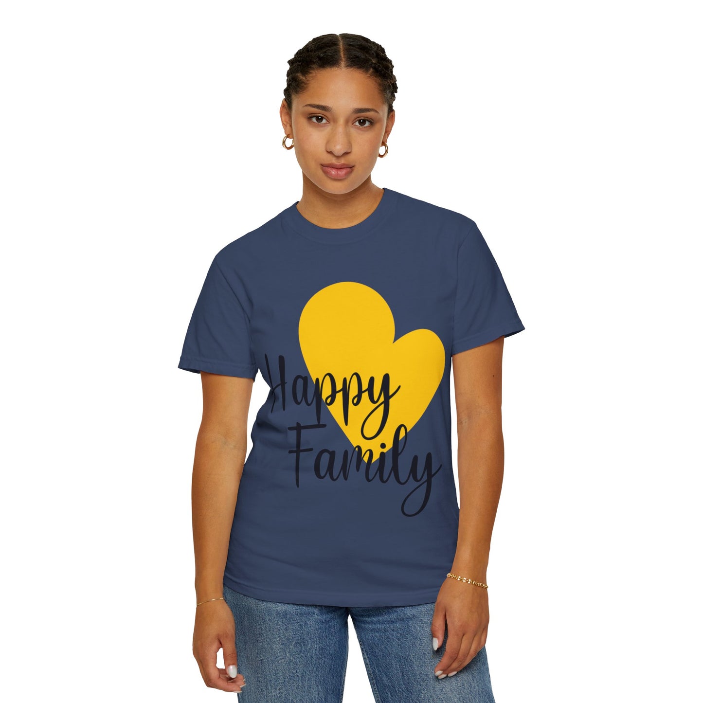 Happy Family Peaceful Paradise Tee Cherished Space Heartfelt Haven Unisex Heavy Cotton T-Shirt