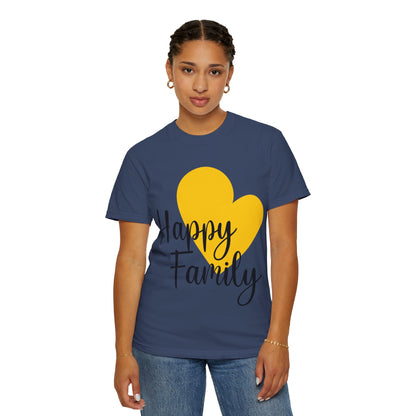 Happy Family Peaceful Paradise Tee Cherished Space Heartfelt Haven Unisex Heavy Cotton T-Shirt