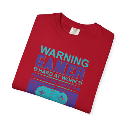 Funny Warning Gamer Do Not Disturb Digital Protector Virtual Heroism Sarcastic Battle Against Evil Unisex Heavy Cotton T-Shirt