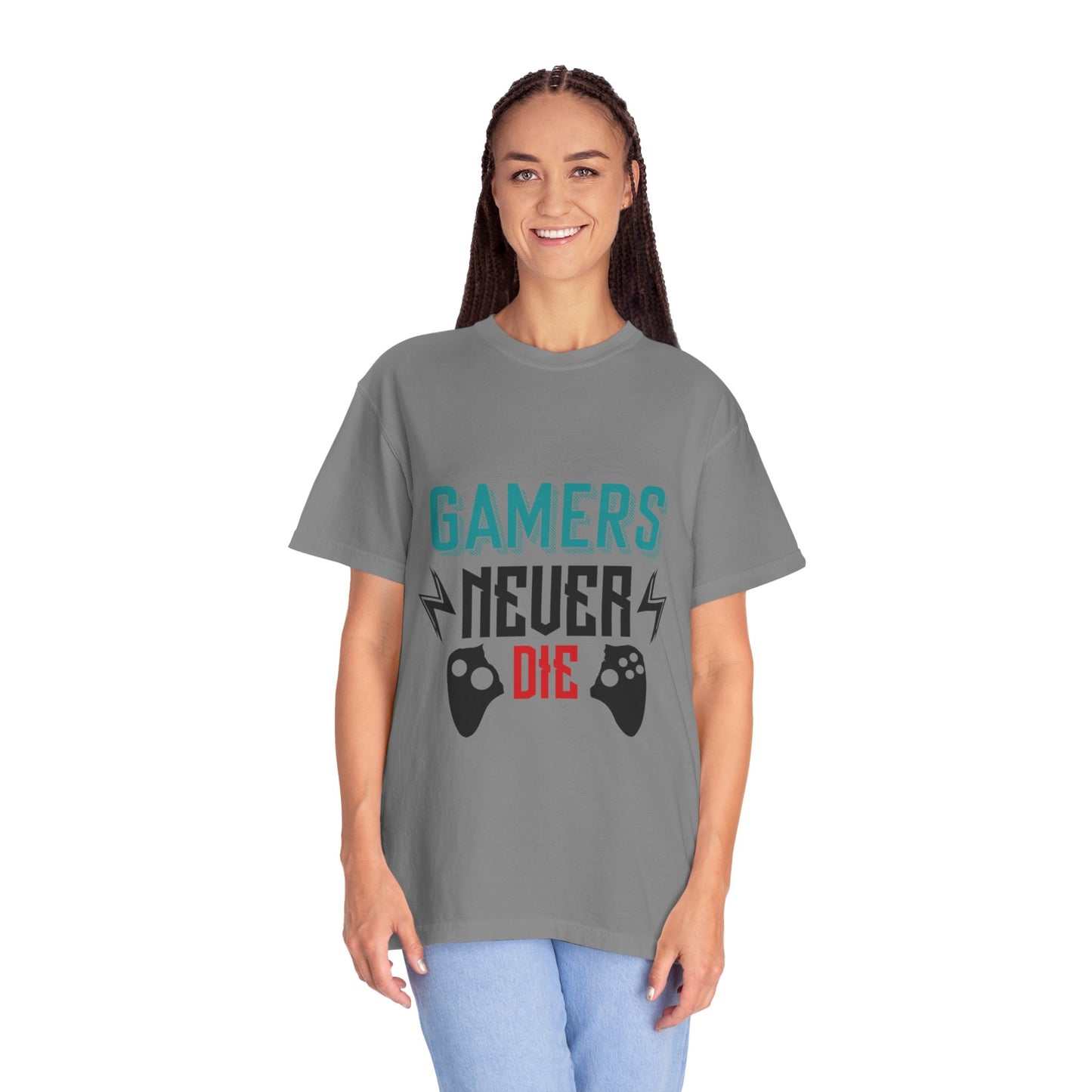Gamers Never Die Warriors Tee Non-Stop Playing Obsession Mastery Thrill Unisex Heavy Cotton T-Shirt