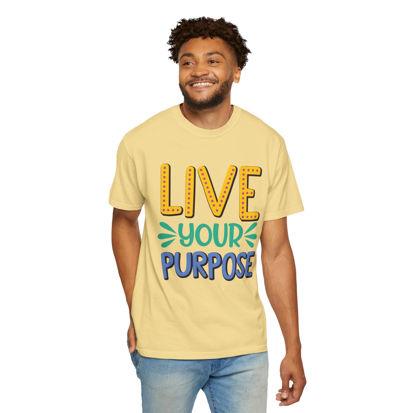 Live Your Purpose Inspirational Tee Stay Focused Positive Message Set Your Goal Empowering Personal Growth Unisex Heavy Cotton T-Shirt