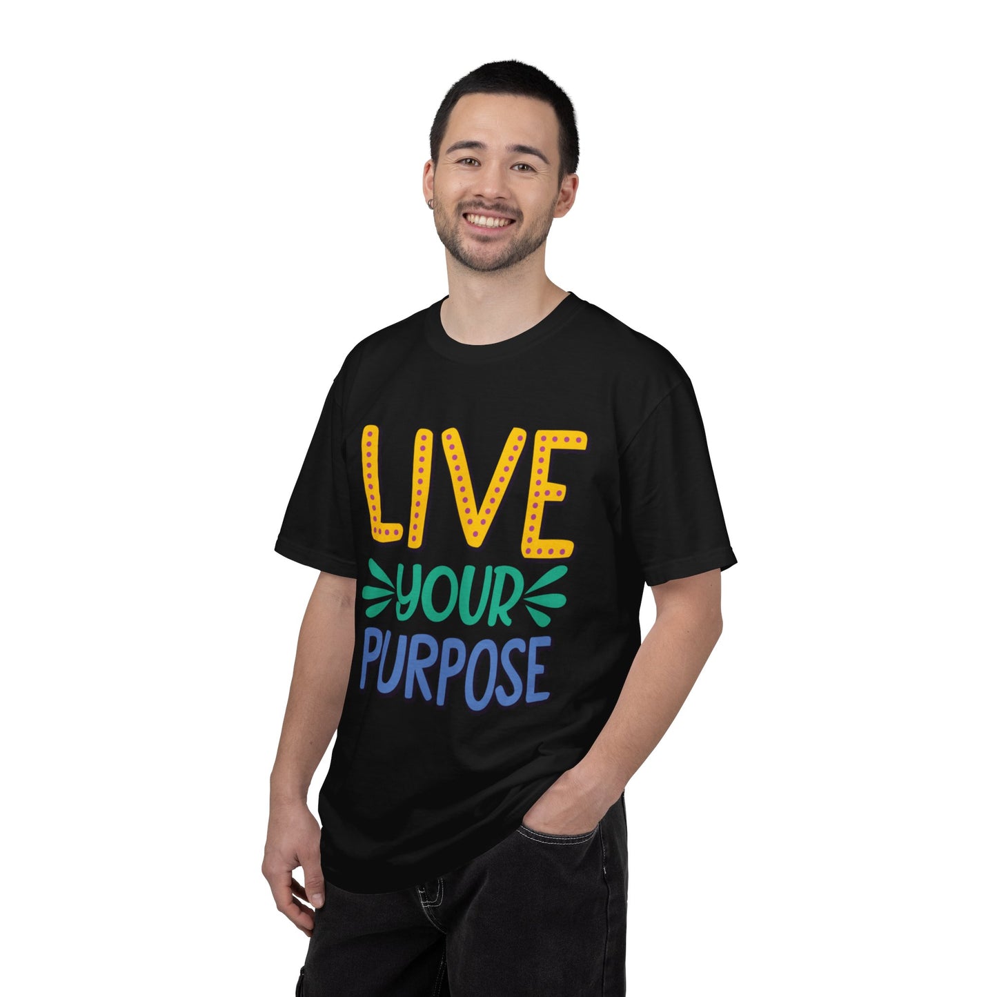 Live Your Purpose Inspirational Tee Stay Focused Positive Message Set Your Goal Empowering Personal Growth Unisex Heavy Cotton T-Shirt