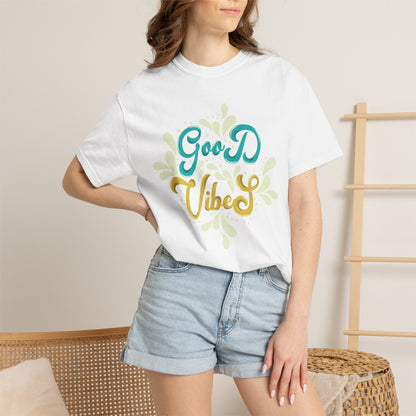 Good Vibes Motivational Tee Let Go Of Negativity Focus On Solutions Growth Mindset Unisex Heavy Cotton T-Shirt