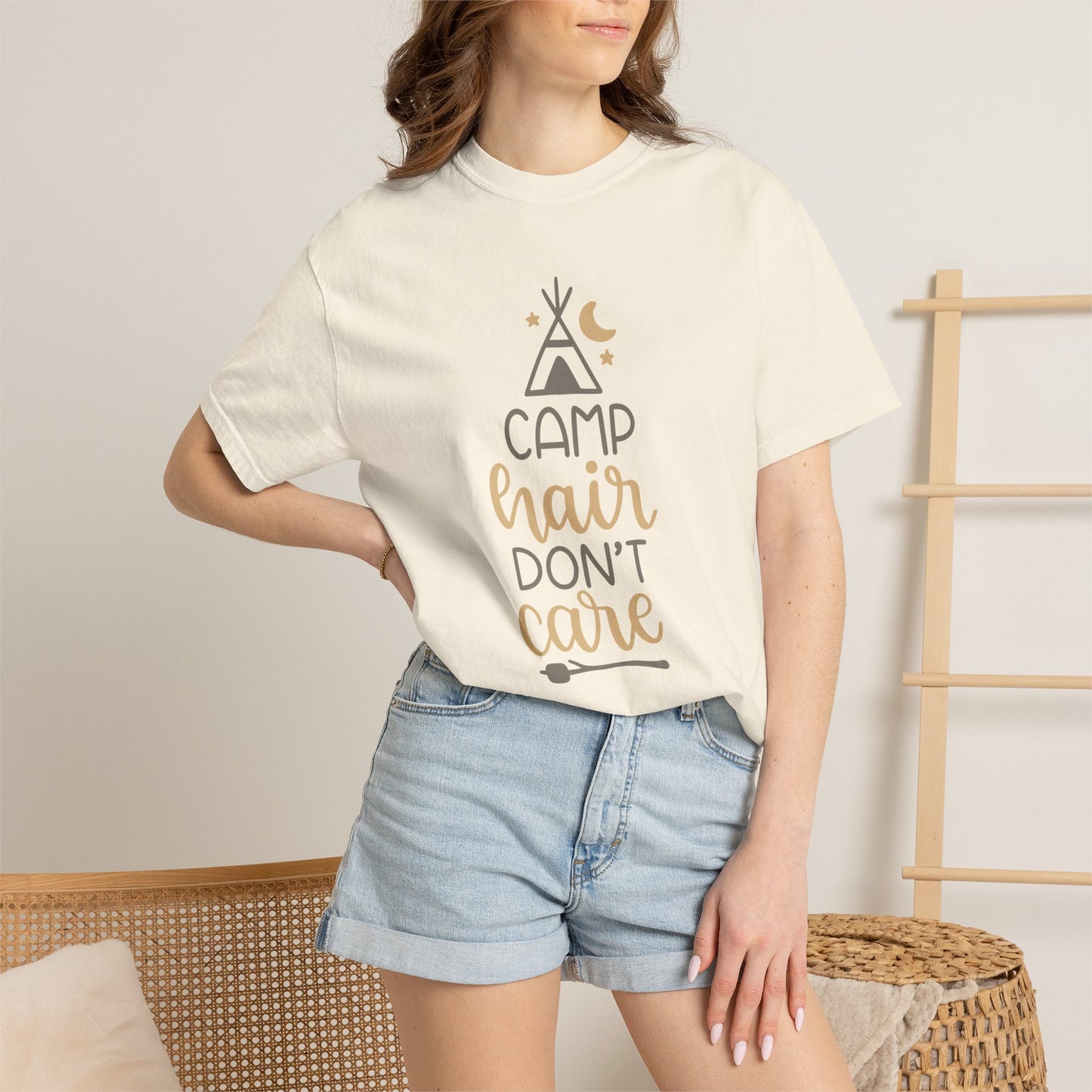 Camp Hair Don’t Care Adventure Mountain Tee Fun Activities Unisex Heavy Cotton T-Shirt