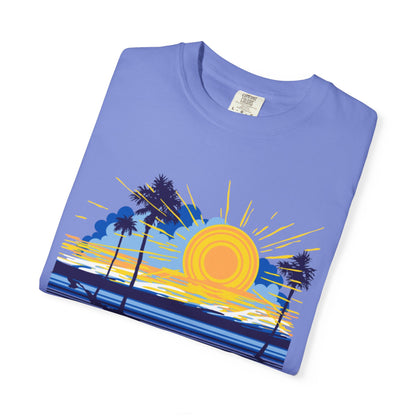 Sunset And Beach Summer Trendy Tee Sunshine Days Ice Cream Summer Camp Beachcombing Anchor Unisex Heavy Cotton T-Shirt