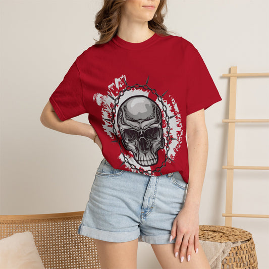 Chain Skull Cranium Head Anatomy Bones Trend Tee Horror Creepy Head X-ray Unisex Heavy Cotton T-Shirt