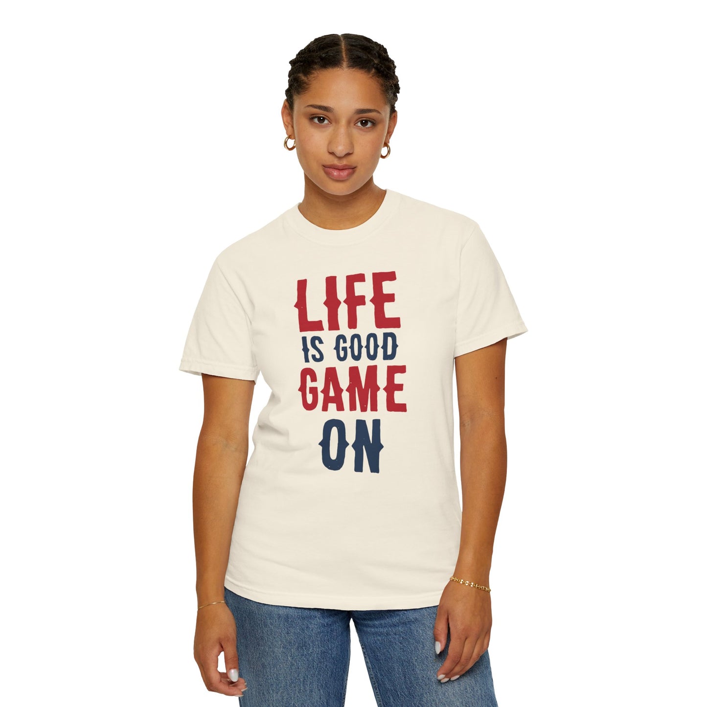 Life Is Good Game On Baseball Player Grand Slam Performers Tee Infield Magicians Batting Champions Unisex Heavy Cotton T-Shirt
