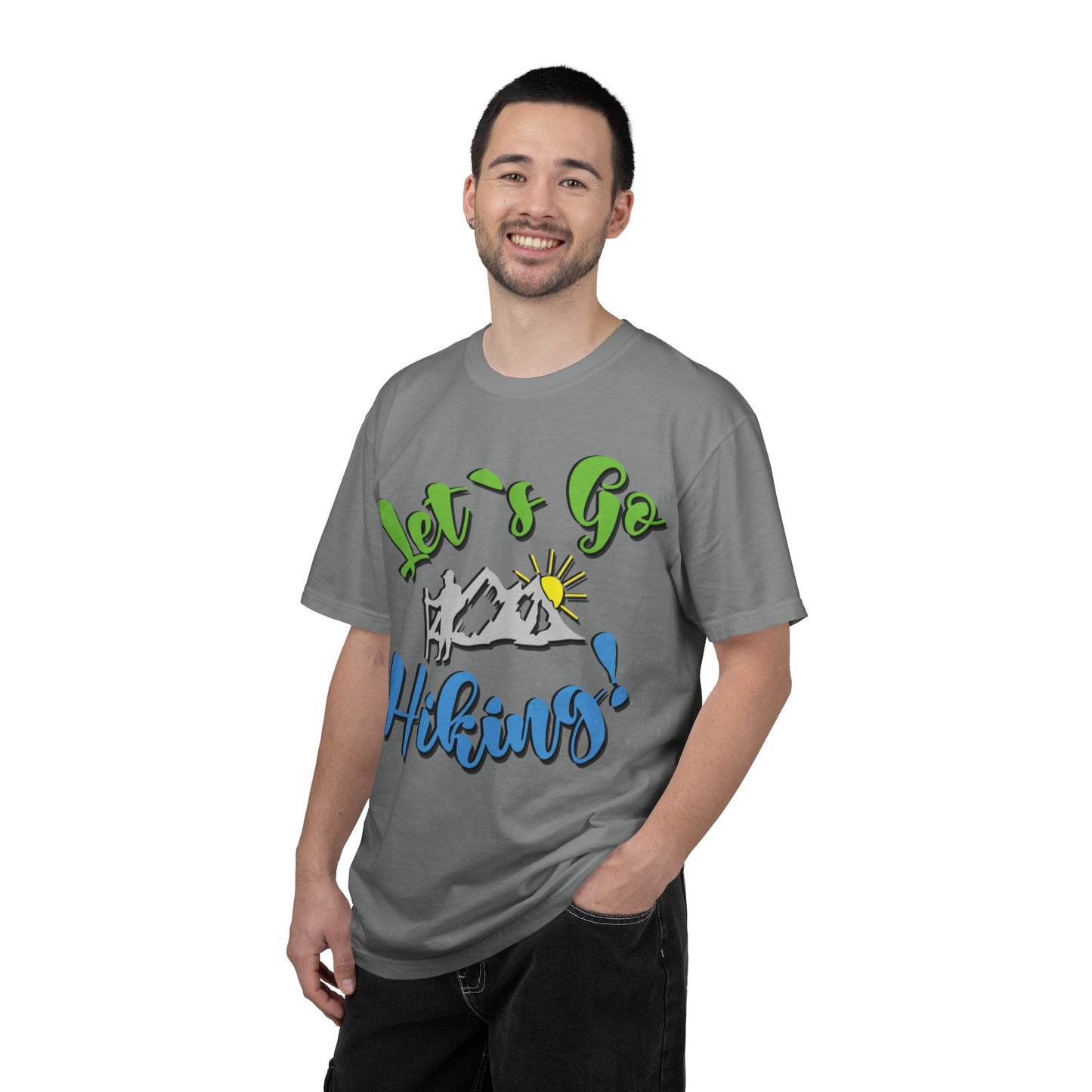 Let’s Go Hiking! Trendy Tee Adventure Mountain Hut Fun Activities Unisex Heavy Cotton T-Shirt