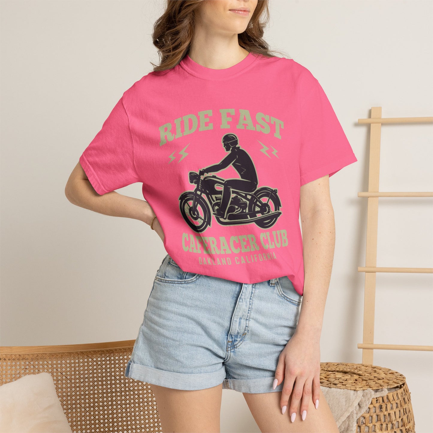 Thriller Ride Fast Caferacer Motorcycle Club Bike Lovers High-speed Adventure Bike Unisex Heavy Cotton T-Shirt