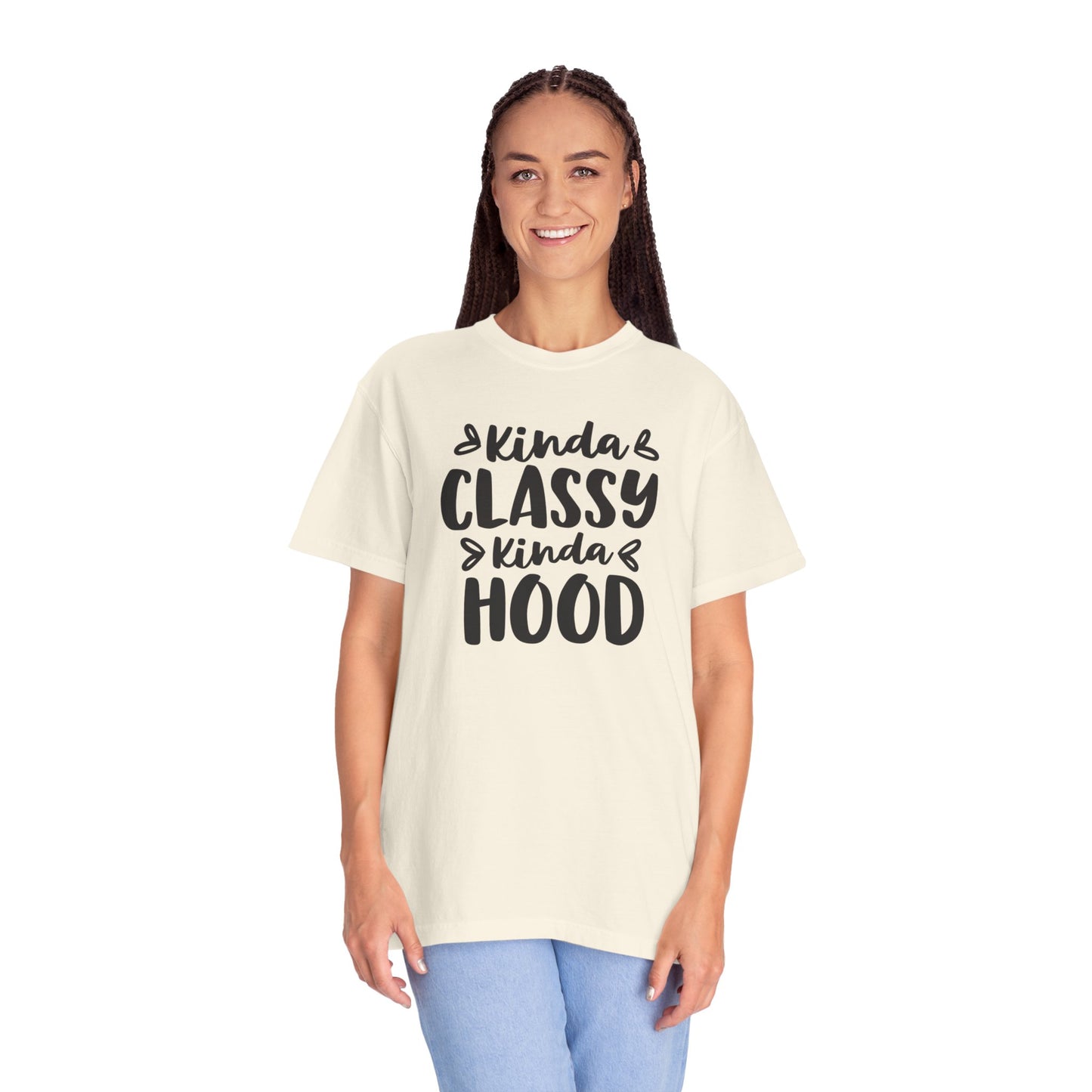 Kinda Classy Kinda Hood Street Style Tee High-Low Fashion Versatile Style Classy Attitude Unisex Heavy Cotton T-Shirt