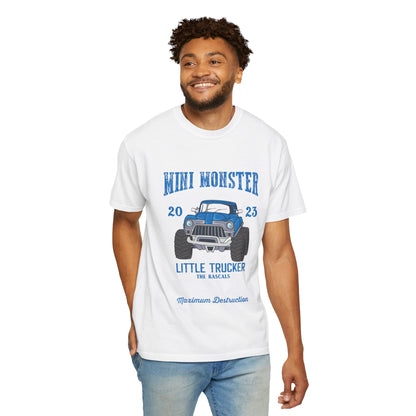 Funny Mini Monster Truck Manic Speed Truck Power Sarcastic Extreme Adventure Four-Wheel Drive Unisex Heavy Cotton T-Shirt