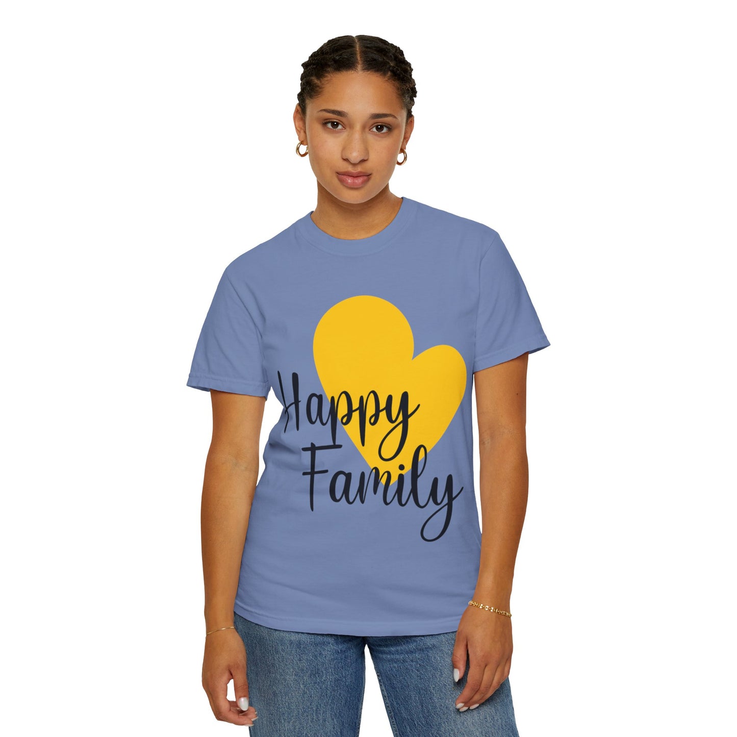 Happy Family Peaceful Paradise Tee Cherished Space Heartfelt Haven Unisex Heavy Cotton T-Shirt