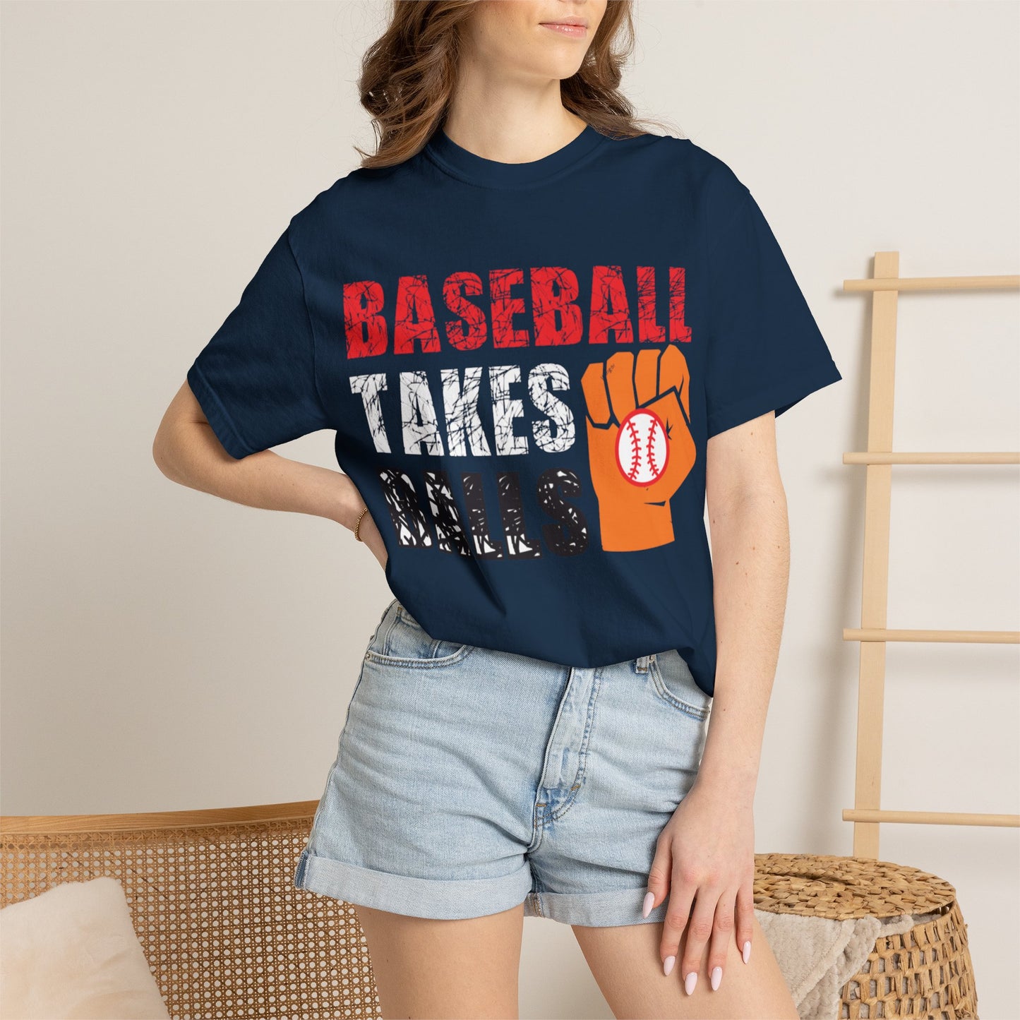 Baseball Takes Ball Defensive Prowess Tee Fielding Excellence Outfield Expertise Unisex Heavy Cotton T-Shirt