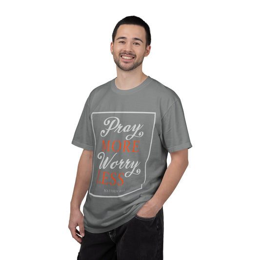 Pray More Worry Less Heavenly Feather White God’s Creation Eternity Tee Purest Being Cross Symbol Unisex Heavy Cotton T-Shirt