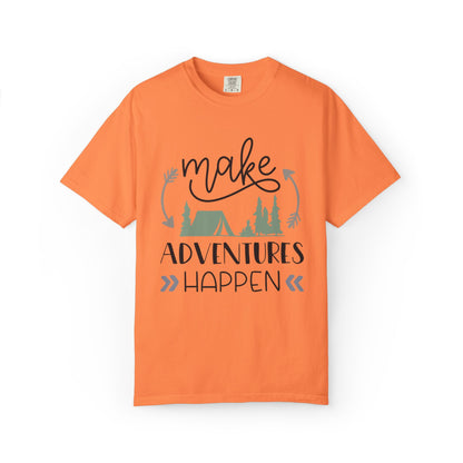 Make Adventures Happen Trendy Tee Enjoyment Mountain Hut Belays Ropes Fun Activities Unisex Heavy Cotton T-Shirt
