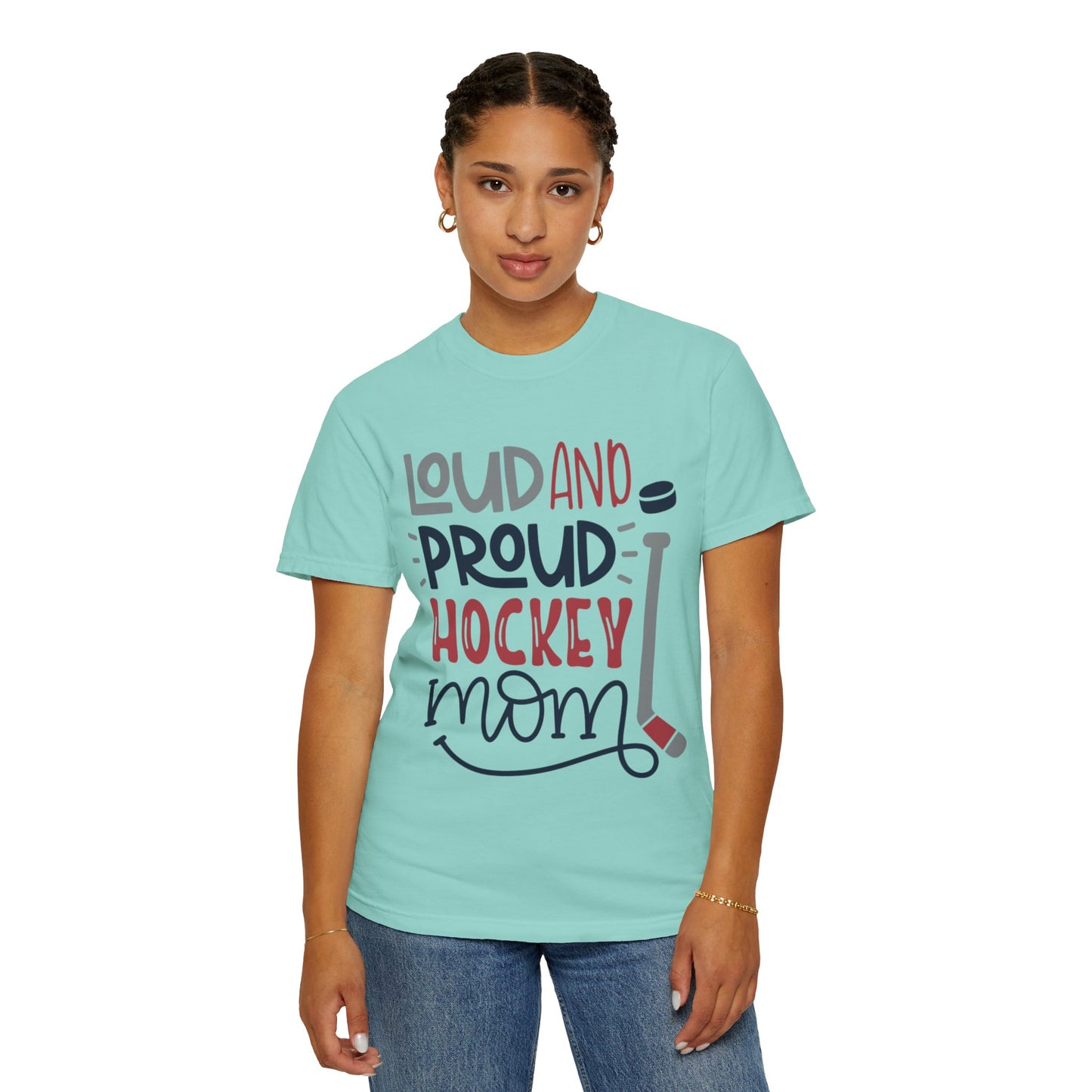 Loud & Proud Hockey Mom Power Play Cheering Stickhandling Sports Tee Legend Unisex Heavy Cotton T-Shirt