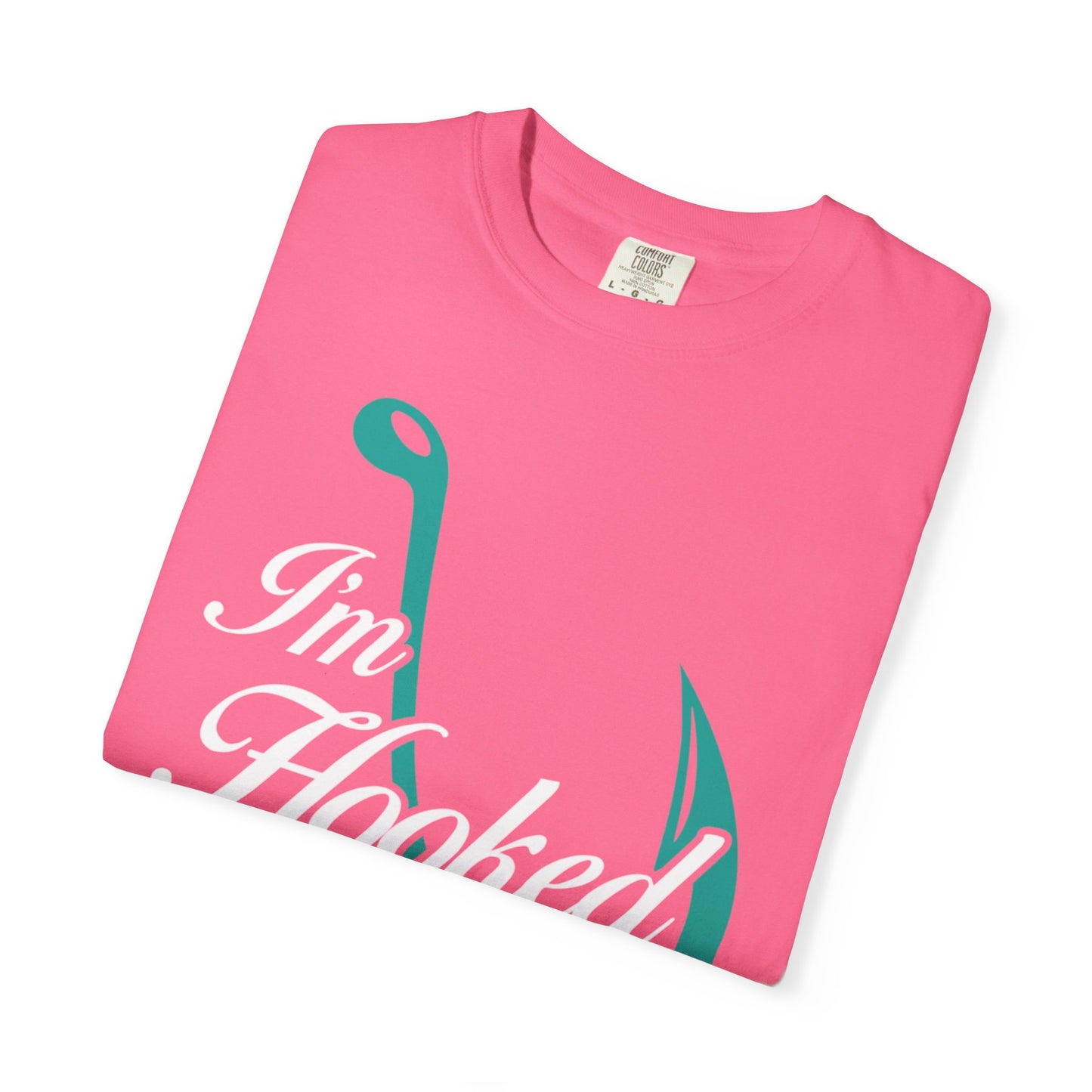 Funny I’m Hooked Rod and Reel Tackle Box Catch Of The Day Sarcastic Fishing Adventure Unisex Heavy Cotton T-Shirt