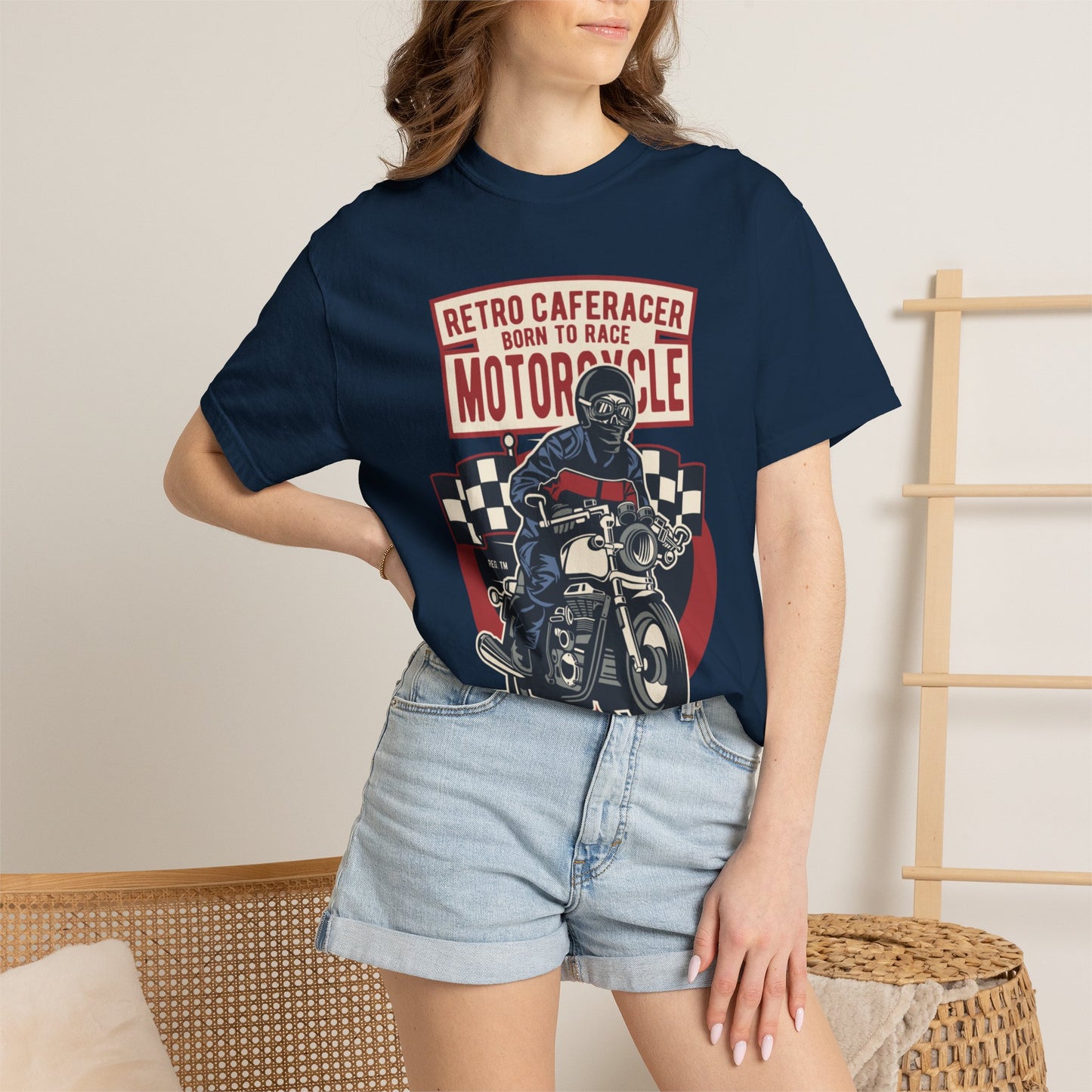 Retro Caferacer Vintage King Of The Road Classic Tee Bike Speed Racing Enthusiast Unisex Heavy Cotton T-Shirt